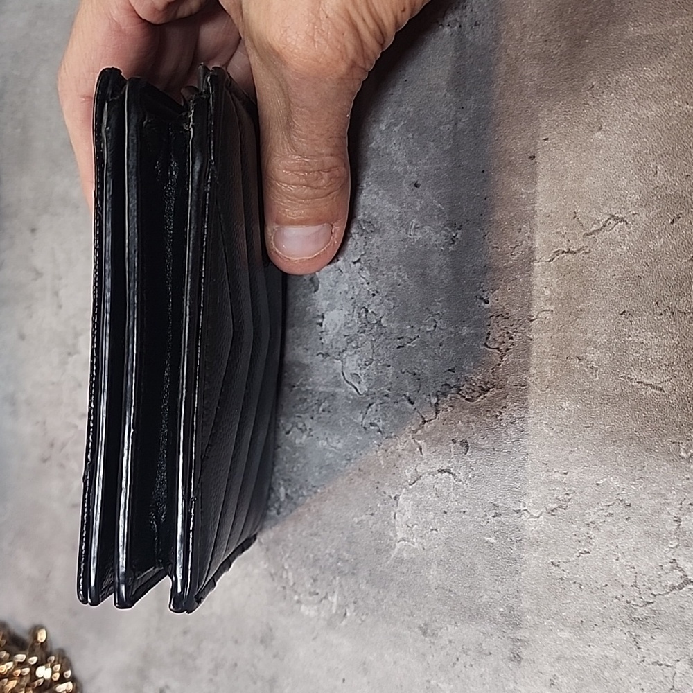 YSL Black Leather Caviar compact Wallet - Picture 4 of 15